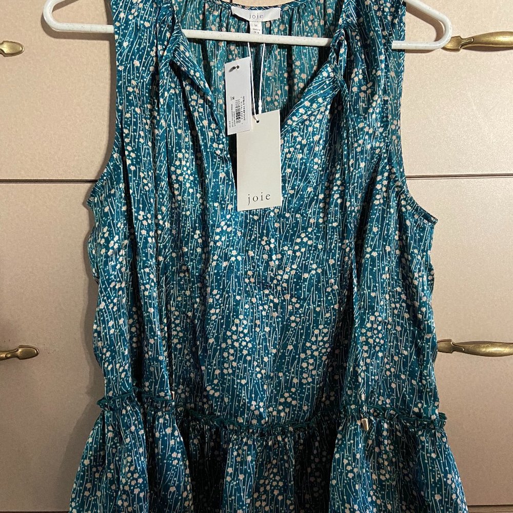 Joie Teal Floral Sleeveless Blouse